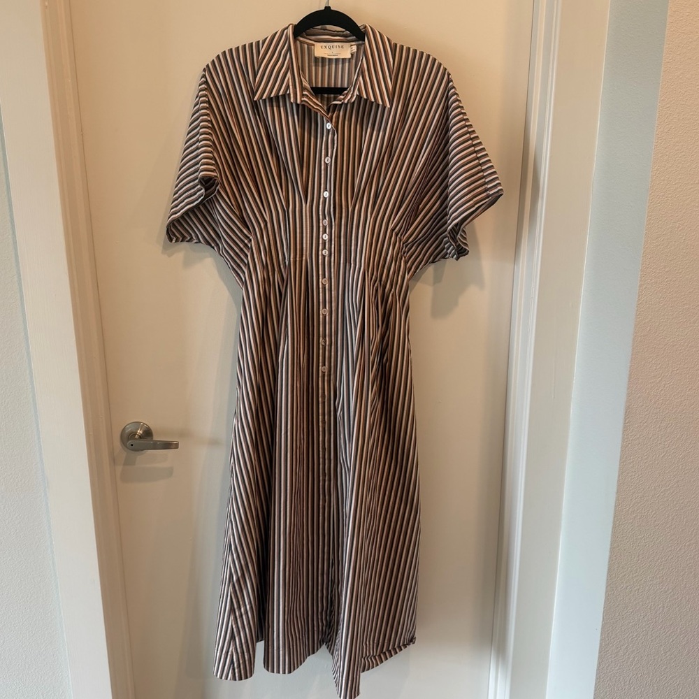 Anthropologie Striped Midi Dress - Black and White